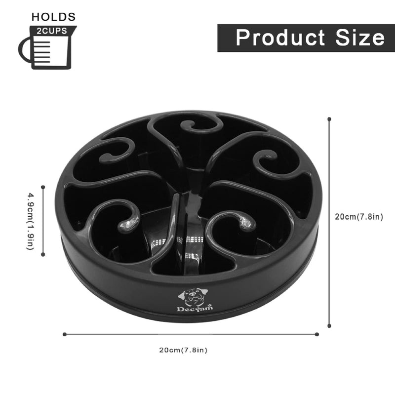 Decyam Slow Feeder Dog Bowl Slow Eating Dog Bowl Pet Puppy Fun Puzzle Feeder Non Skid Bloat Stop Feeding Bowl (Small/Medium, Black) Small/Medium - PawsPlanet Australia