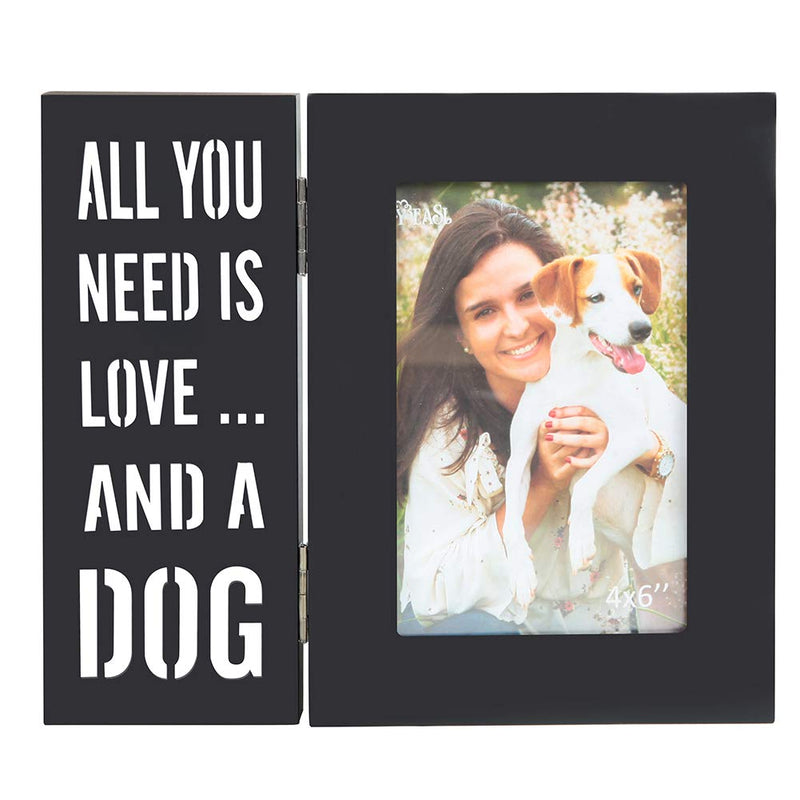 [Australia] - YEASL Wood Dog Picture Frame - 4x6 Inch Light Up Pet Picture Frame for Dog and Cat Memorial Gifts All You Need is Love and A DOG 