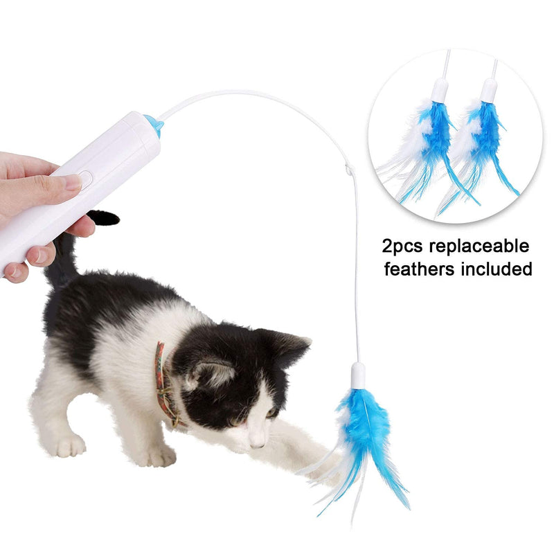 PETTOM Interactive Cat Toy Indoor Teaser Toy Electric with 360° Rotating Feather Toys & Ringing Bell Ball Intelligence Toy Game Pen Toy(Including Replacement Feather) - PawsPlanet Australia