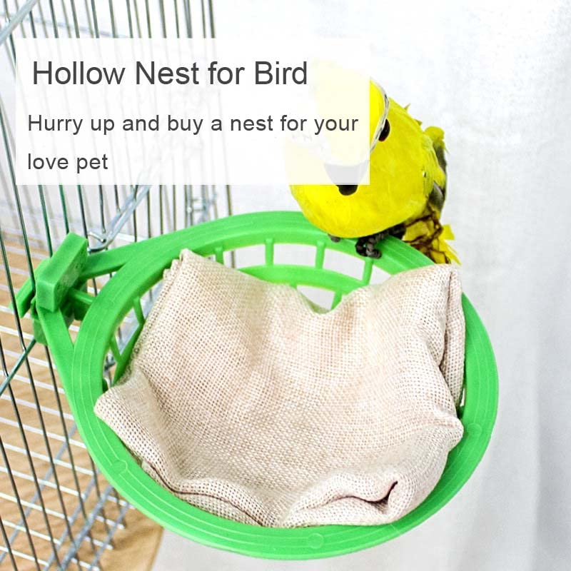 Cotsdan 3Pcs Plastic Bird Nest for Wire Cage Hanging Canary Eggs Hatching Tool with 3 Warm Plush Nesting Pad Hollow Pigeon Nest Bowl Breeding Hut Nest Pan Green for Parrot Finch - PawsPlanet Australia