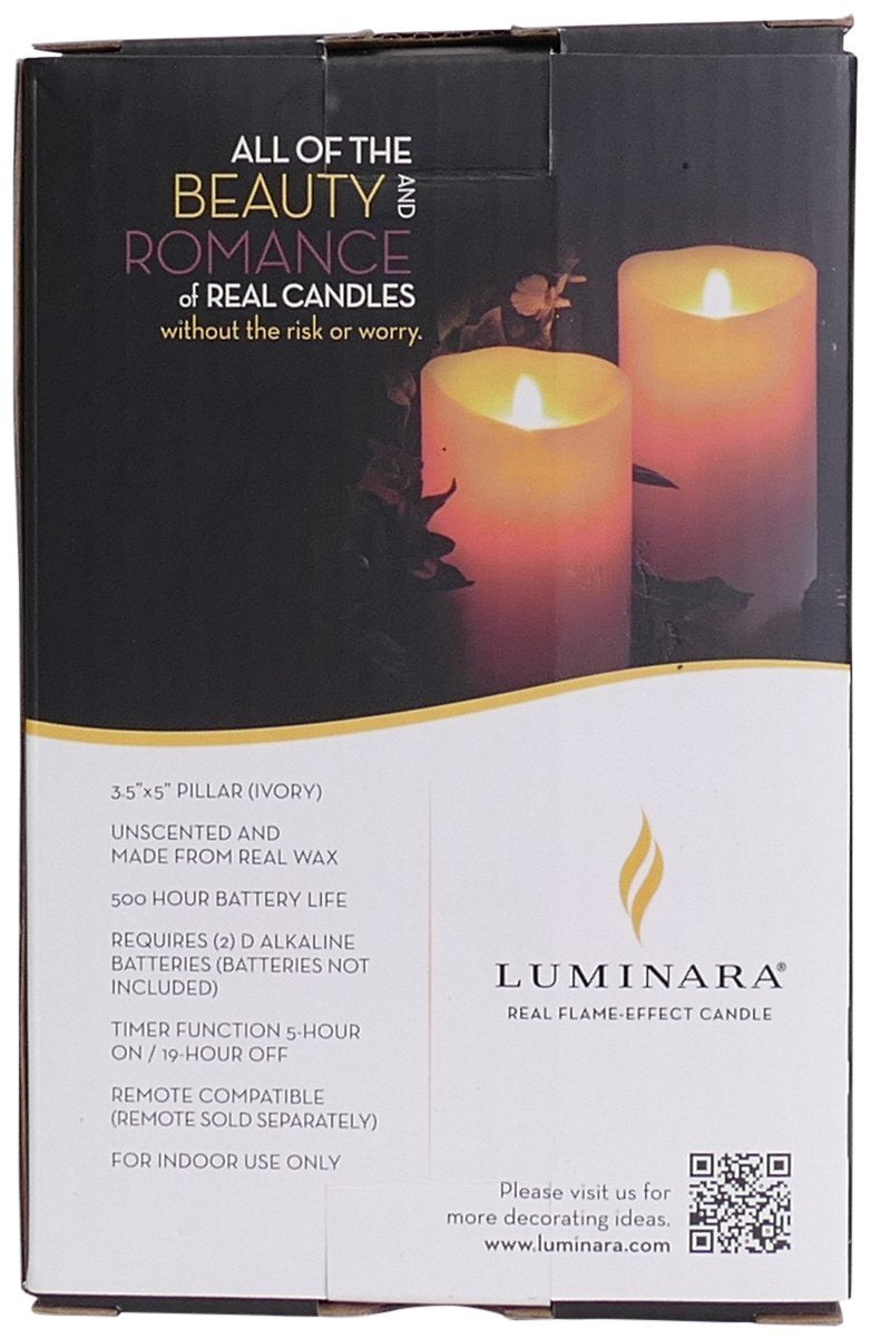 Darice Luminara Flameless Candle - Ivory Wax Unscented Classic Pillar - 5 in - PawsPlanet Australia