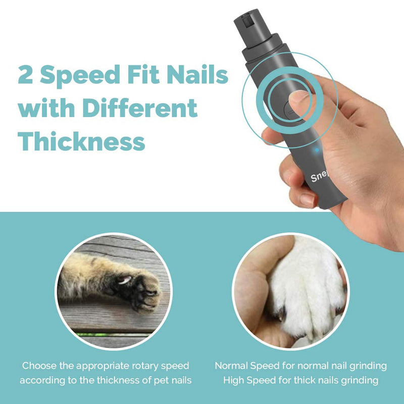 [Australia] - Snepon Dog Nail Grinder Clipper with 2 Speed & 3 Ports, Professional Rechargeable Electric Pet Nail Trimmer with Led Light, Low Noise Pet Grooming Tools for Small Medium Large Dogs & Cats 