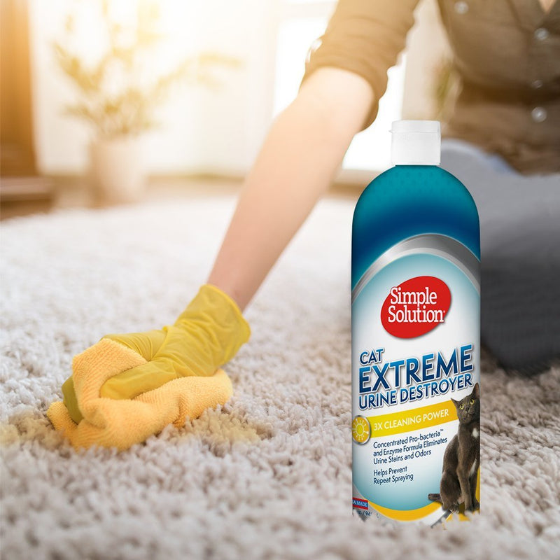 [Australia] - Simple Solution Cat Urine Destroyer | Cat Stain and Odor Remover | Breaks Down Cat Urine to Neutralize Stain and Odor | Prevents Repeat Marking | 32 Ounces 