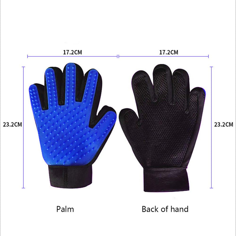 weiyun [Upgrade Version] Pet Grooming Glove Hair Remover Brush Gentle Deshedding Efficient Pet Mitt Pet Massage Gloves Left & Right Hand Draw Dogs Cats Horses Long Short Brush 1Pair (Blue) - PawsPlanet Australia