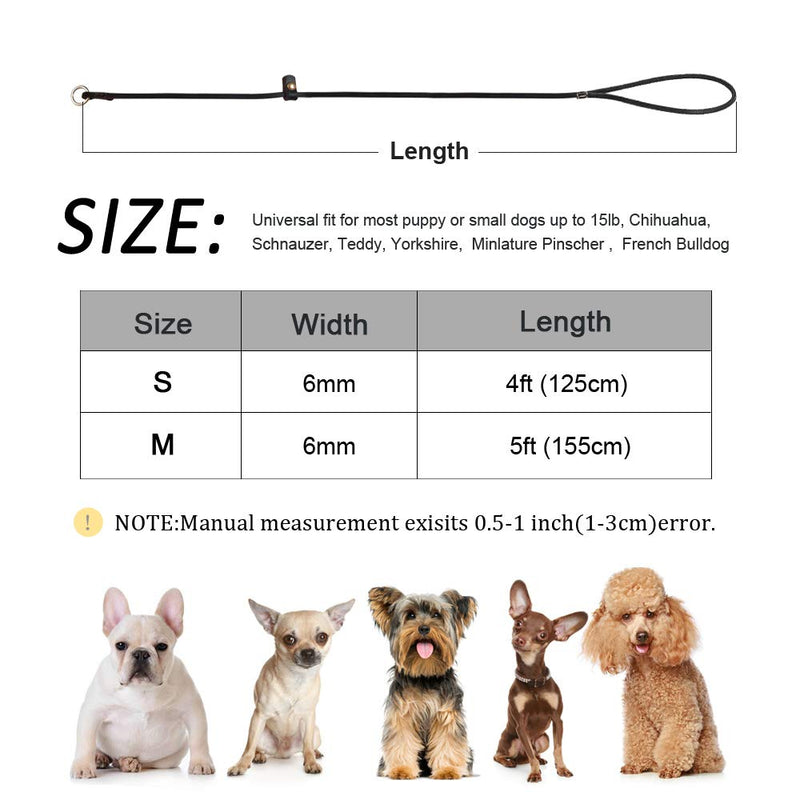 [Australia] - Beirui Slip Lead Dog Leash 4FT/5FT Brown Leather Dog Leashes - No Pull Adjustable Collars with Training Leashes Professional Leads for Small Dogs Walking Chihuahua,Yorkshire,Teddy 4FT Leash Length 