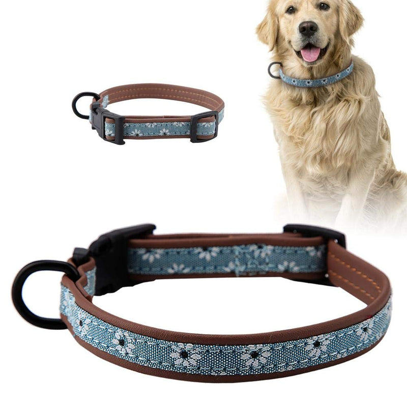 Pssopp Adjustable Soft PU Dog Collar Cute Floral Pattern Dog Collars Quick Release Dog and Puppy Collar Cat Safety Breakaway Collar for Small Medium Large Dogs(XS) XS - PawsPlanet Australia