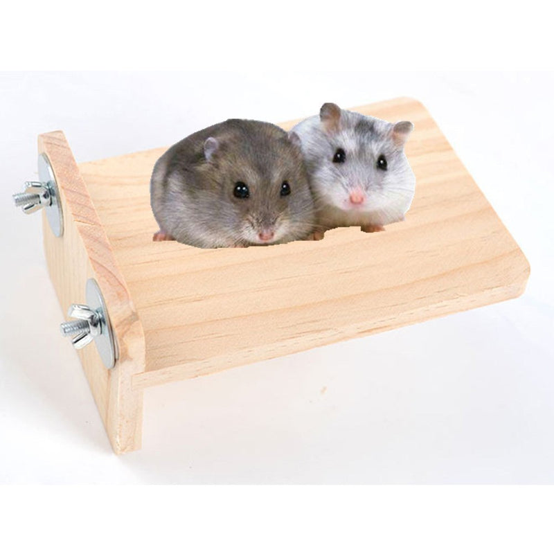 [Australia] - Hypeety Pet Wooden Small Animals Platform Bird Perch Playground Mouse, Totoro, Dwarf Hamster, Chinchilla, Gerbil, Paw Grinding Cage Accessories 