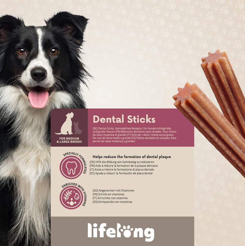 Amazon Brand - Lifelong Grain Free Recipe Dental Sticks for Medium and Large Breed Dogs -180g*6 - PawsPlanet Australia