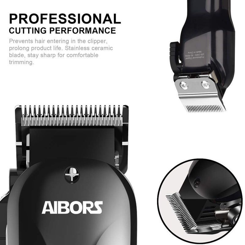 [Australia] - AIBORS Dog Clippers for Grooming for Thick Coats 2-Speed 12V High Power Professional Heavy Duty Quiet Plug-in Dog Grooming Clippers Kit, Dog Shaver Hair Trimmers for Cats and Other Pets Black 