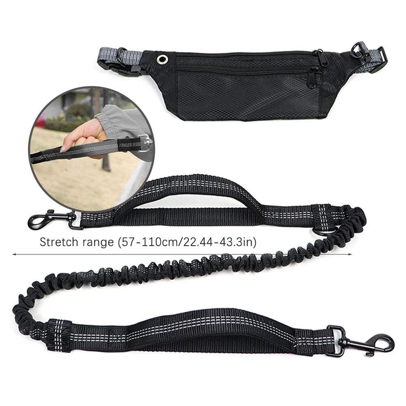 Greyoe jogging leash for dogs, jogging leash for dogs with waist belt, dog leash, hands-free running, hiking, webbing anti-crush 119-172cm, hip bag leash, sports running suit (black) black - PawsPlanet Australia