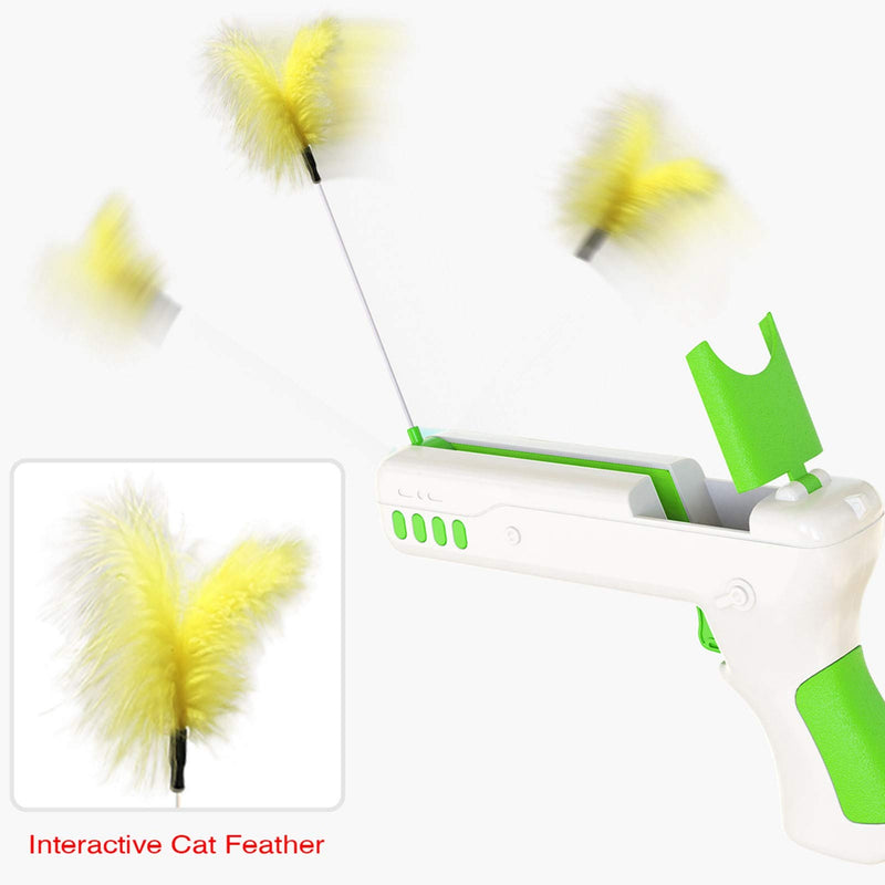 Teblacker Interactive Cat Toys with Ball and Feather, Cat Feather Toy Automatic Self-Moving Funny Toy for Kittens Cats, Improve The Entertainment of Kittens Green - PawsPlanet Australia