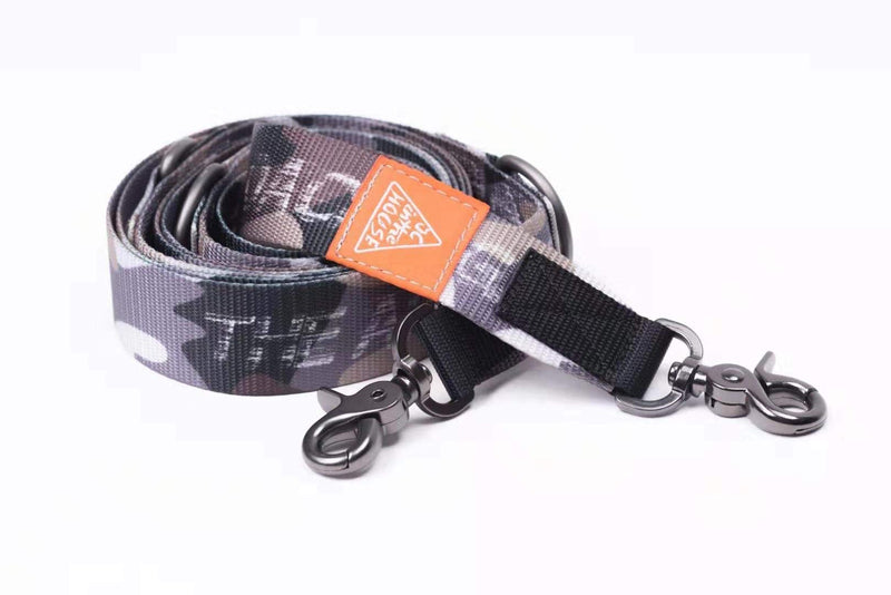 [Australia] - JC HOUSE Multifunctional Lead 6ways Dog Leads Hands-Free Shoulder Leads Multi-Heads Safety 3.5 cm Super Width Design Length 250 cm Walking Casual Fashionable Colorful Fashion Leads Painter Gray 