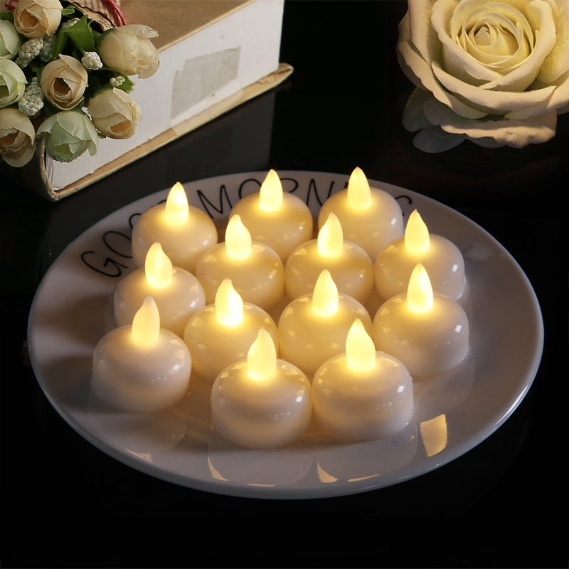 Homemory 24 Pack Waterproof Flameless Floating Tealights, Warm White Battery Flickering LED Tea Lights Candles - Wedding, Party, Centerpiece, Pool & SPA - PawsPlanet Australia