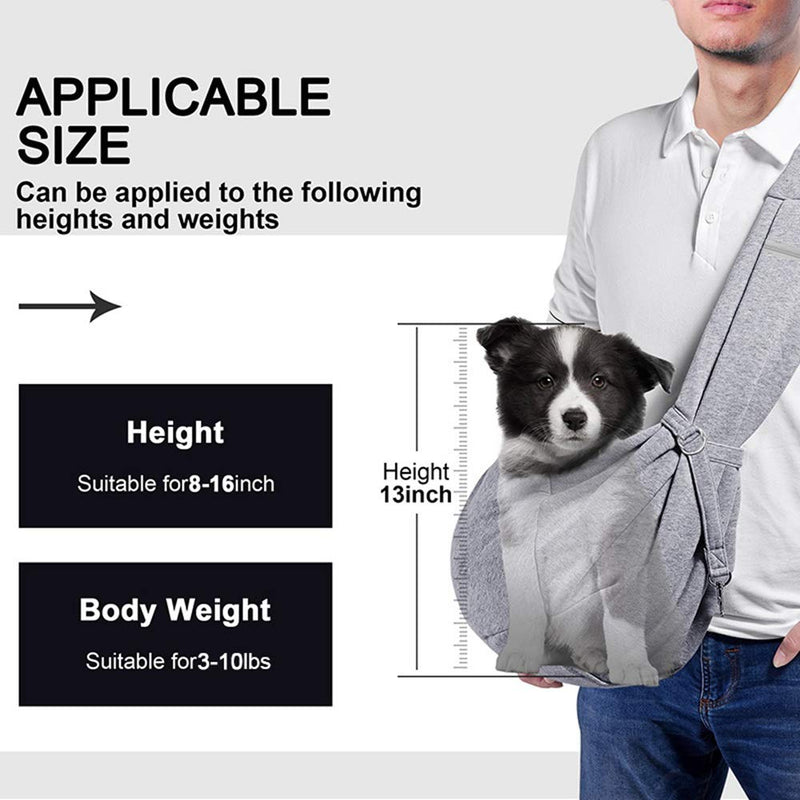 [Australia] - MRELEC Small Cat Pet-Dog-Carrier-Sling-Backpack Front Pack Purse Puppy Shoulder Bag Snuggle Dog Travel Pouch Outdoor Riding Tote for Men Girl Grey Adjustable for 3 - 10 lbs 