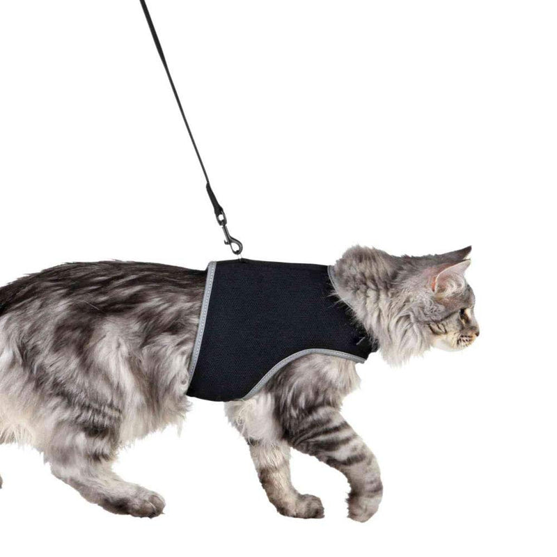 Trixie Soft Cat Harness with Leash, 36 - 54 cm x 1.20 m, Black Harness: 36-54 cm Leash: 1.20 m - PawsPlanet Australia