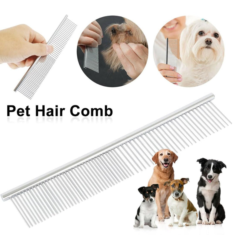 JOCXZI 1 piece stainless steel dog salon combs, pet grooming comb, rounded teeth, dog comb for large, medium and small dogs and cats with tangled short/long hair - PawsPlanet Australia