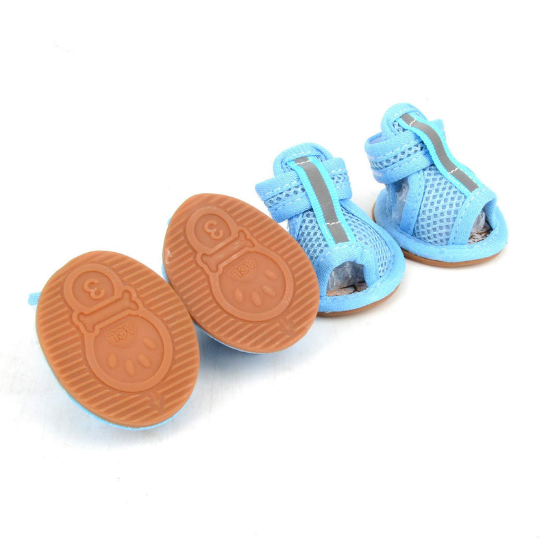 [Australia] - Zunea Summer Mesh Breathable Dog Shoes Sandals Non Slip Paw Protectors Reflective Adjustable Girls Female,for Small Pet Dog Cat Puppy (Please take a Measurement of Your Dog Before Ordering, Thanks) 1# (LxW): 1.37 * 1" blue 