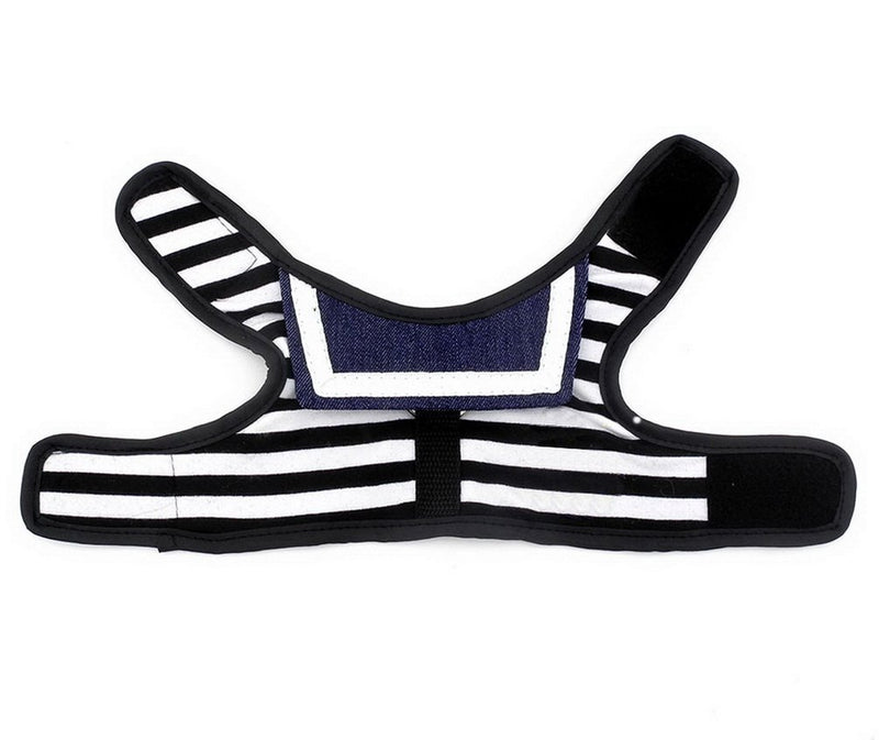 SMALLLEE_LUCKY_STORE Nautical Cat harenss with Leash Escape Proof Mesh Lining Adjustable Puppy Striped Sailor Vest Harness,Black,Large L Black - PawsPlanet Australia