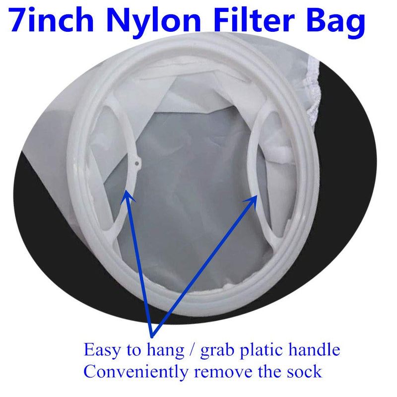 [Australia] - Honritone 5Pack Nylon Mesh Filter Socks NMO 50/100 / 200/300 / 400 Micron - 7 Inch Ring by 18 Inch Long – Water Liquid Filter Bags for Aquarium, Industrial 200 micron 7 x 18 inch Nylon Mesh Bag 