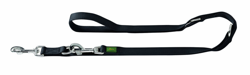 HUNTER adjustable leash made of soft, non-slip nylon, classic, 2.0 x 200 cm, black 20/200 - PawsPlanet Australia