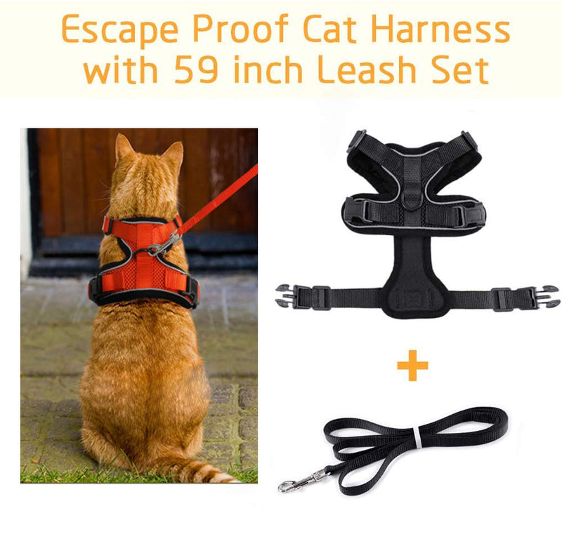 [Australia] - Wisdoman Cat Harness and Leash for Walking, Escape Proof Soft Mesh Adjustable Vest Harnesses for Cats Kitten Dog, Easy Control Breathable Reflective Strips Vest for Small Medium Cats Xs Black 