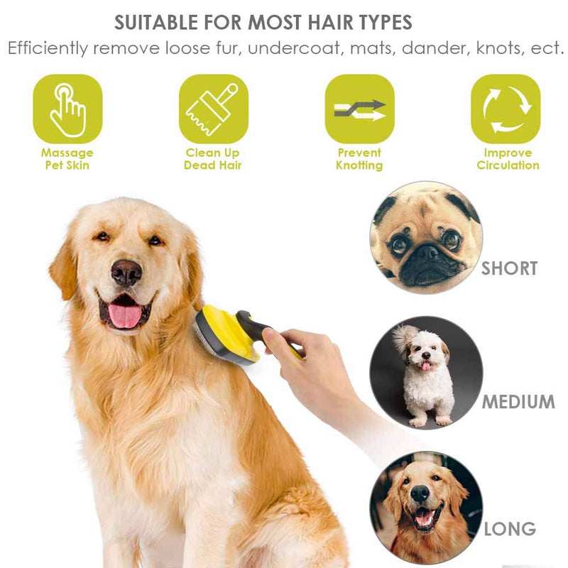 BRILLIARE Self-Cleaning Slicker Brush+Free Stainless-Steel Comb, Easy to Clean Dog Brush, Retractable Pet Grooming Brush, Premium Grooming Tool, for Small, Medium&Large Dog&Cat with Short, Long Hair - PawsPlanet Australia