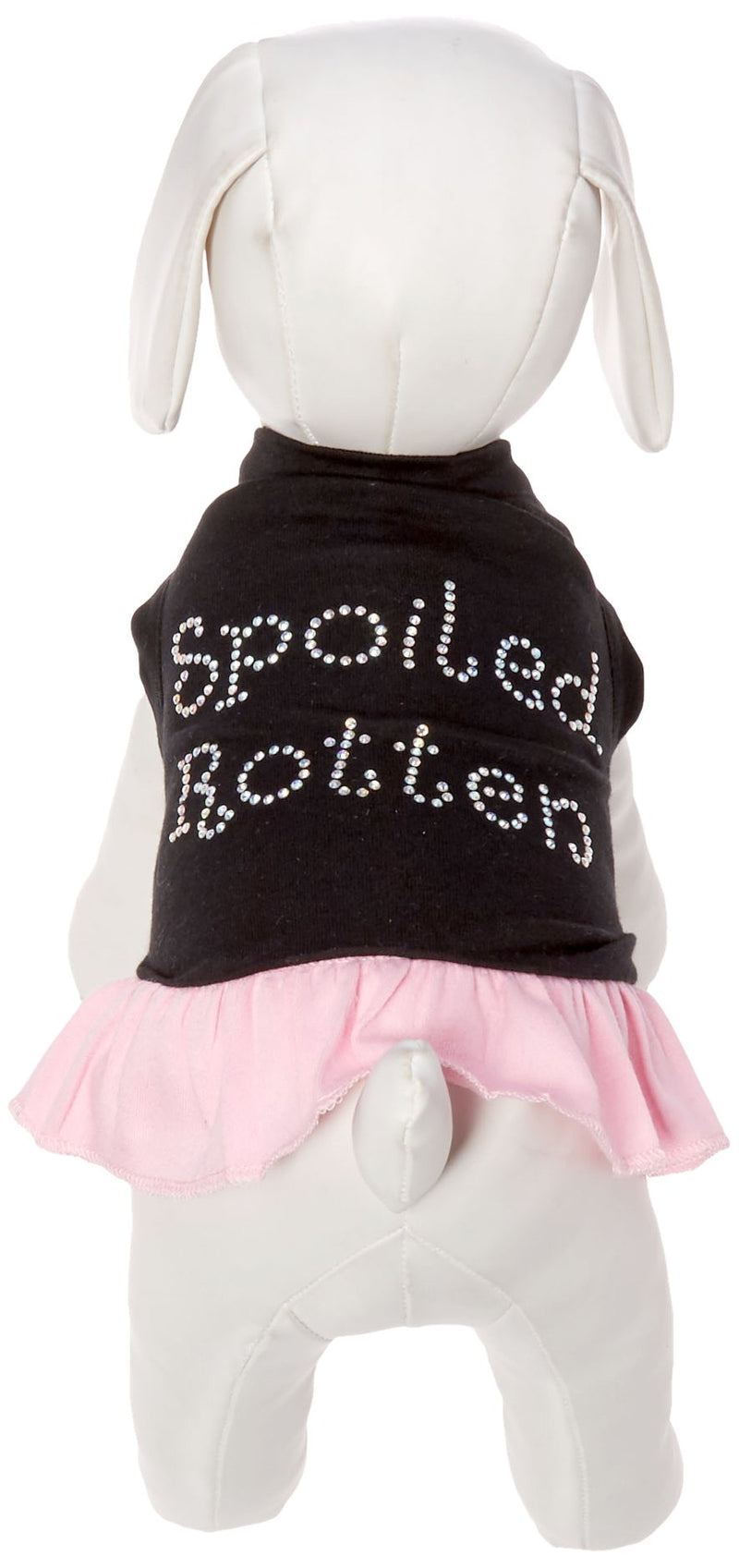 [Australia] - Mirage Pet Products 57-24 SMBKPK 10" Spoiled Rotten Rhinestone Dress Black with Light Pink, Small 