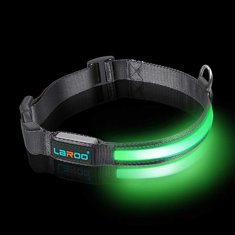 LaRoo LED Dog Collar, Flashing LED Dog Safety Collar Nylon Luminous Night Dog Band with USB Rechargeable Glow Bright Safety Collar for Dogs (Collar(17-24inch)) Collar(17-24inch) - PawsPlanet Australia