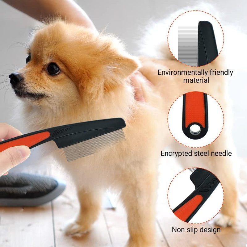 2-piece flea comb for cats, flea comb, flea comb for dogs, lice comb, flea comb, cat comb, pet comb, professional flea comb, stainless steel lice comb, dust comb for cats and dogs - PawsPlanet Australia