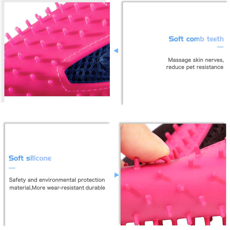 Freall Dog Cat Pet Grooming Glove, Soft Pet Hair Remover Mitt, Pet Hair Deshedding Brush for Massage tool for Dogs, Horses, Cats, Bunnies, Deshedding Tool (Pink 1 Pair) Pink-1 Pair - PawsPlanet Australia