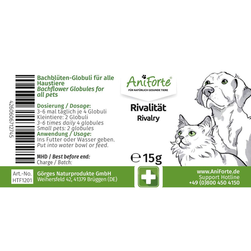 AniForte Rivalry Globules for dogs, cats, pets - Bach flowers for calming, natural remedy for rivalry with other dogs and people - PawsPlanet Australia