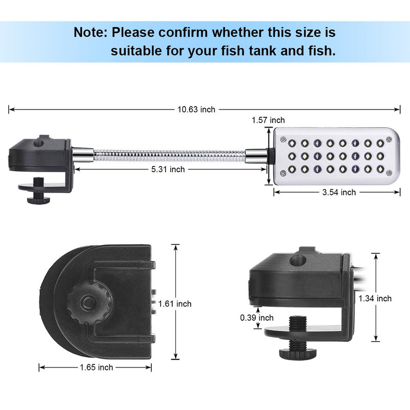 DaToo Aquarium Light Small LED Clip Light for Fish Tank, 1 Yr Warranty - PawsPlanet Australia