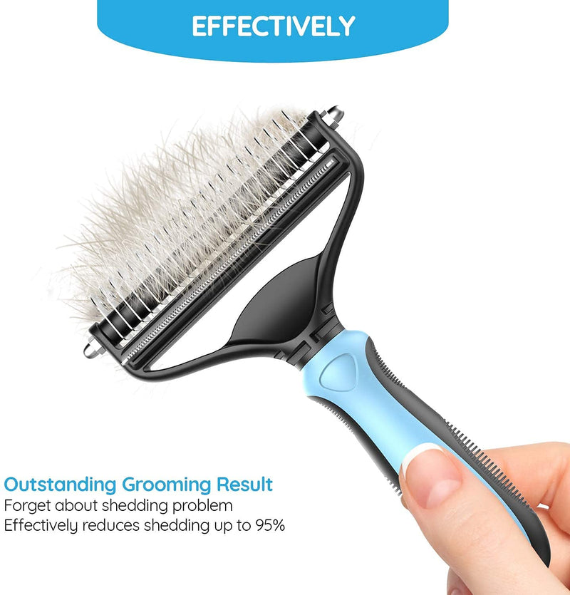 Pet Neat 2 Sided Pet Grooming Brush Effectively Reduces Shedding by Up to 95% Professional Deshedding Tool for Dogs and Cats Blue - PawsPlanet Australia