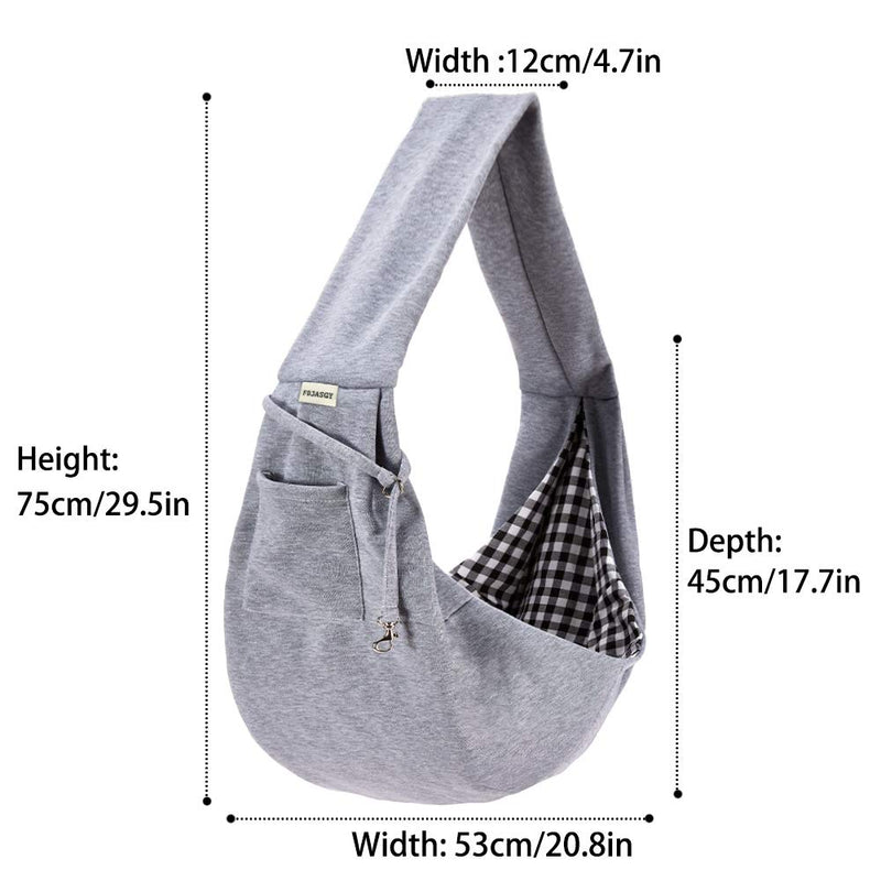 [Australia] - FDJASGY Small Pet Sling Carrier-Hands Free Reversible Pet Papoose Bag Tote Bag with a Pocket Safety Belt Dog Cat for Outdoor Travel Charcoal Gray 