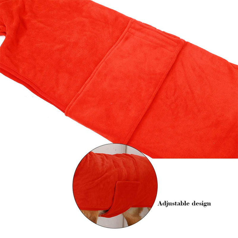 TUYU Dog Bathrobe Towel Microfiber Pet Drying Moisture Absorbing Towels Coat, Dog Drying Coat Keeps Your Dogs, Cats,Home and Car Clean & Dry Super Absorbent (L, RED) L - PawsPlanet Australia