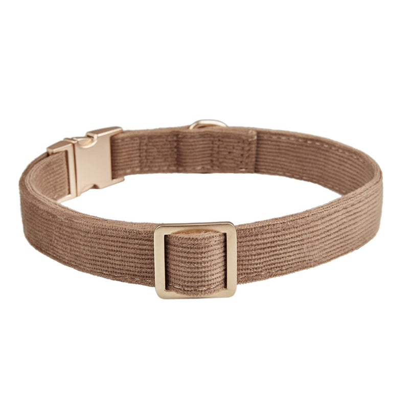 Ewinoom Soft Dog Collar with Metal Gold Buckle - Adjustable Durable Comfy Pet Collars for Large Medium Small Dogs - Corduroy Velvet Dog Collar Small (Pack of 1) Brown - PawsPlanet Australia