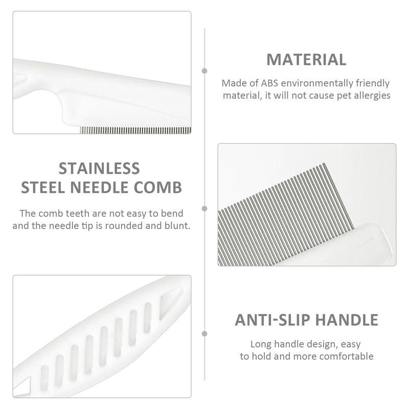3 Pcs Pet Comb, Pet Flea Comb, Stainless Steel Pet Flea Comb, Pet Hair Comb, Double Row Flea Comb, Used for Removing Floating Hair, Lice Cleaning, etc. (White) - PawsPlanet Australia