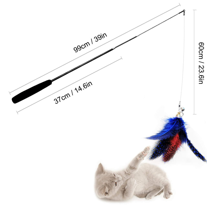 ONELY Feather Toy for Cats, Interactive Retractable Cat Toy, 11 Pieces for Indoor Cats and Kittens Feathered toy - PawsPlanet Australia