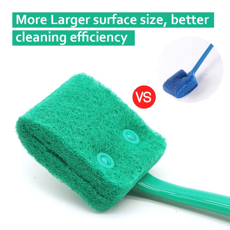 Aihotim Double-Sided Aquarium Fish Tank Sponge Cleaning Brush, Algae Cleaning Brush with Non-Slip Handle, Aquarium Cleaning Sponge, Sponge Scrubber Cleaner for Glass Aquariums - PawsPlanet Australia