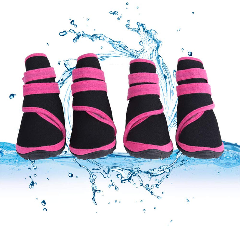 [Australia] - Fdit 4Pcs Pet Dog Boots Waterproof Anti-Slip Puppy Winter Outdoor Shoes Paw Protectors for Hiking Walking Traveling Snow (S-Pink) 