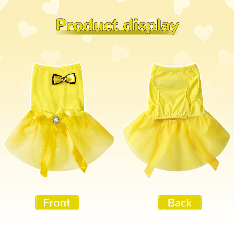 2 Pieces Pet Princess Dress Apparel Cute Dog Bows Dress Pet Tutu Dress Spring Summer Pet Skirt Sweet Dog Lace Skirt Clothes for Small Dogs Cats (Small, Pink, Yellow) - PawsPlanet Australia