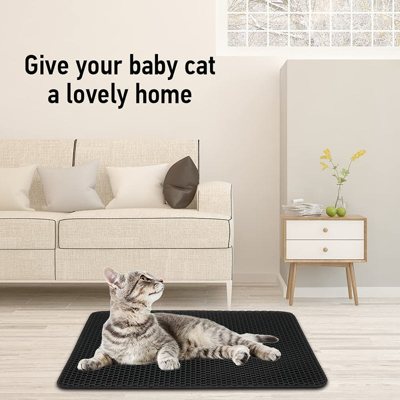 UWJXU Cat Litter Mat Cat Litter Mat, Urine and Water Proof Material, Scatter Control, Easier to Clean,Washable 18*24" - PawsPlanet Australia