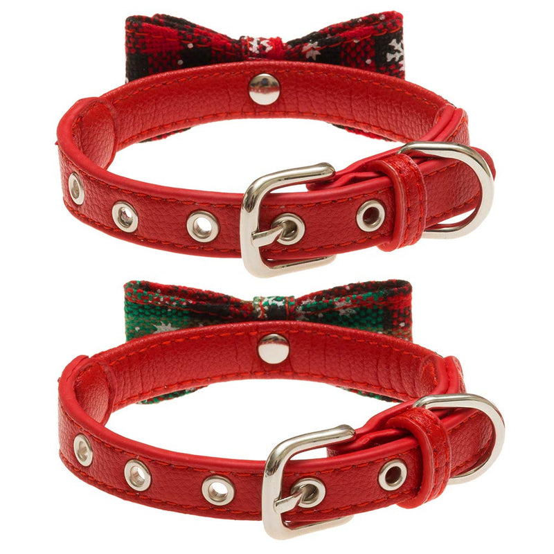 [Australia] - SCENEREAL Christmas Dog Collars Adjustable - Cute Bow Tie Xmas Gifts 2 Pack for Small Medium Dogs Cats S 