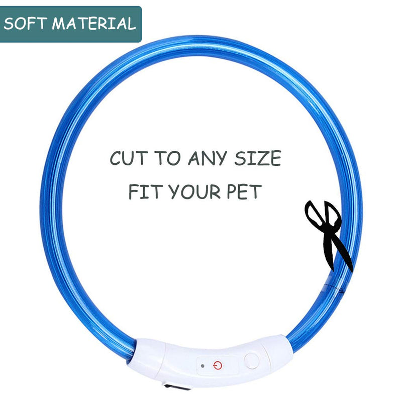 [Australia] - FuYUAN LED Dogs Collars, USB Rechargeable Cuttable Safety Waterproof Glowing Pets Collars,Lights Up Collars for Small Medium Large Dogs 27.5 Inches blue 