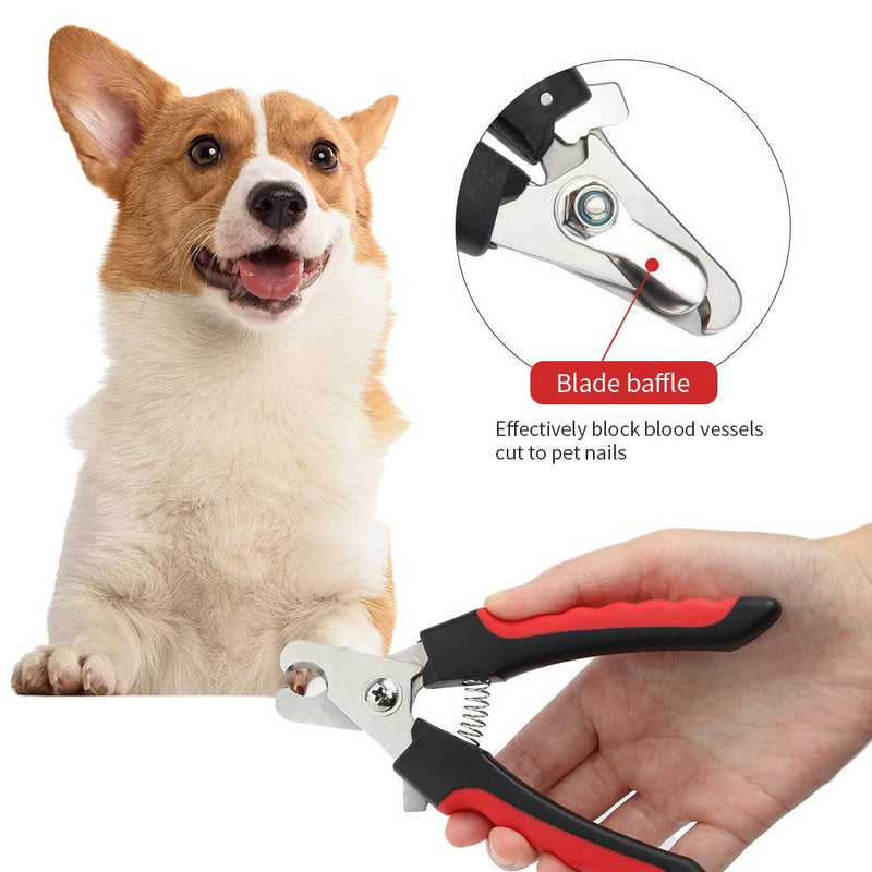 Professional Pet Nail Clipper Stainless Steel Dog Cat Nail Trimmers With Safety Guard & Free Nail File Sturdy Non-Slip Handles for Dogs Cats Birds Guinea Pig Animal Claws - PawsPlanet Australia