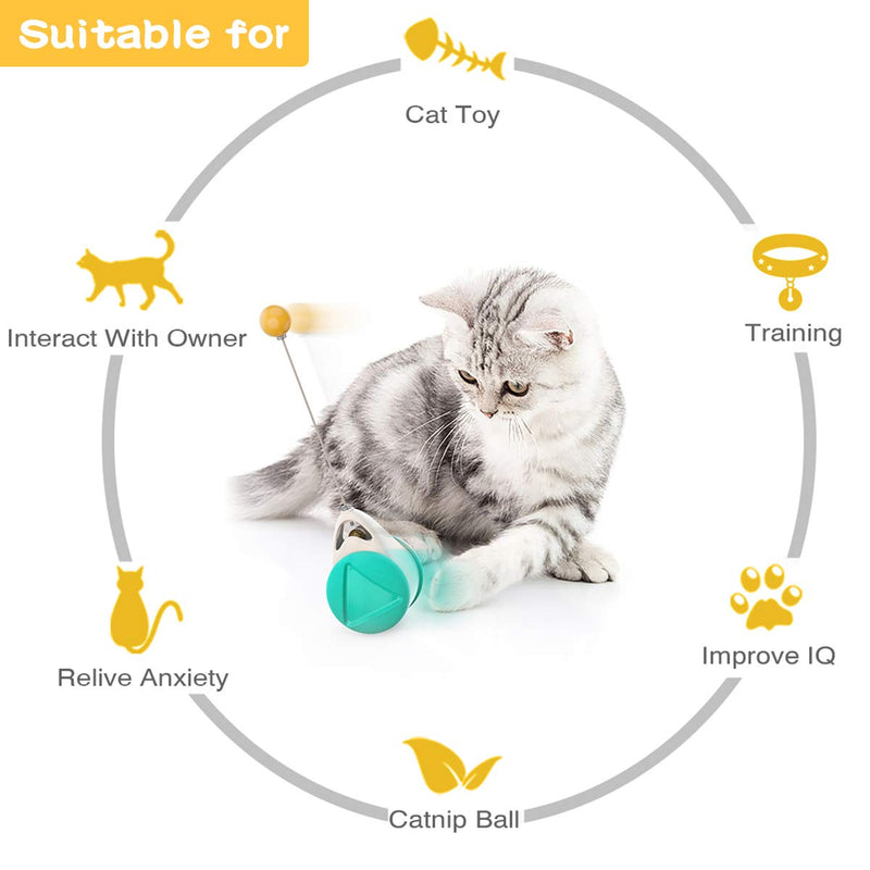 BLUK Interactive Cat Toys Cat Feather Toys for Indoor Cats,Cat Balance Swing Car Cat Chase Toys,Self Rotating Ball Roller Catnip Pet Toy for Kitten Kitty Entertainment Hunting Exercise,Blue Blue - PawsPlanet Australia