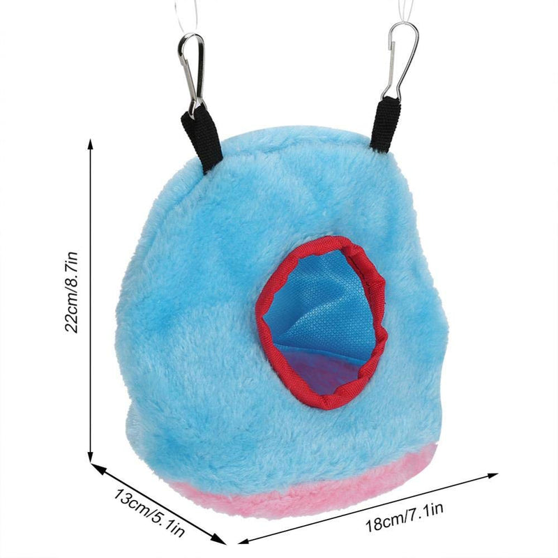 Sheens Plush Fluffy Nest Bird Hammock Hanging Cave Happy Hut Hideaway Windproof House for Hamster Parrot Macaw Cockatoo Lovebird(Blue 13) Blue 13 - PawsPlanet Australia