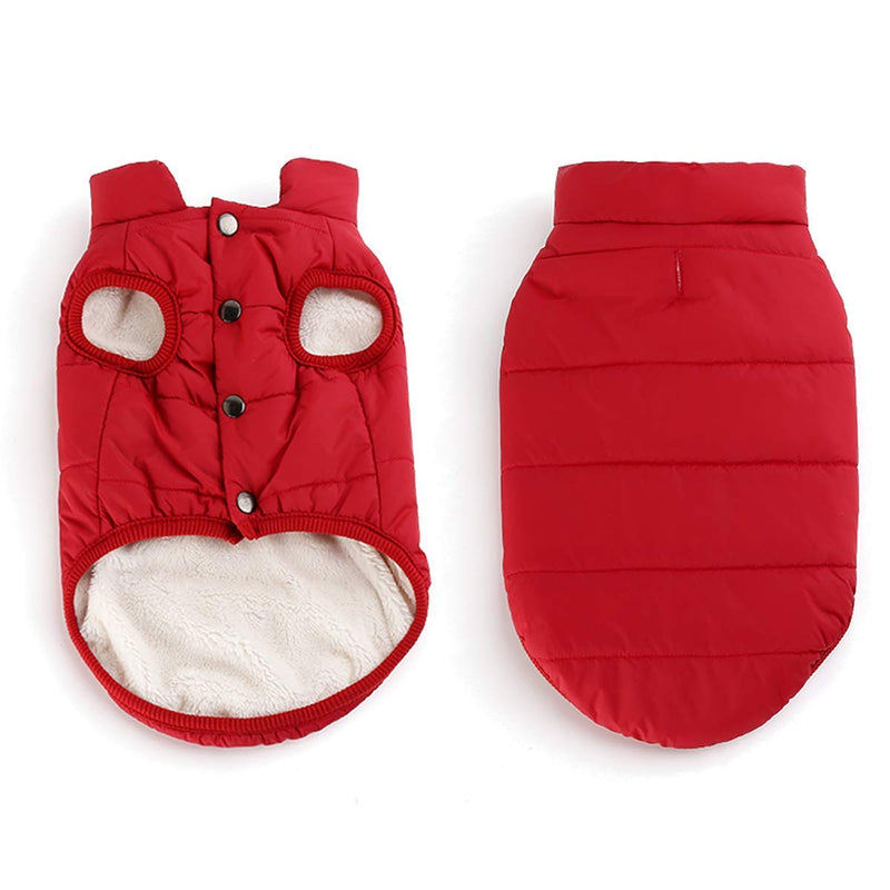 Morezi Dog Cosy Fleece Jacket Winter Lined Coat Winter Coat Pet Cloth Warm and Soft Dog Vest Jackets Apparel For Small Medium Large Dogs - Red - L Large(Chest: 60CM) - PawsPlanet Australia