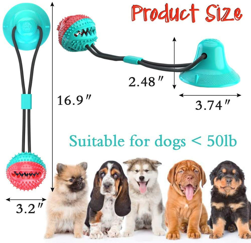 Wolovo Dog Chew Suction Cup Tug of War Toy Multifunction Interactive Pet Aggressive Chewers Rope Puzzle Toothbrush Molar Bite Squeaky Toys Ball with Teeth Cleaning and Food Dispensing Features - PawsPlanet Australia