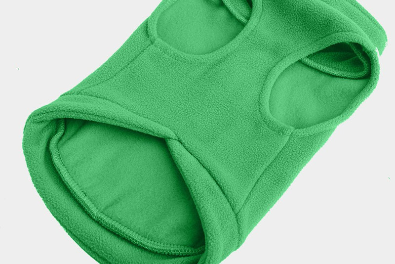 EXPAWLORER Fleece Autumn Winter Cold Weather Dog Vest Harness Clothes with Pocket for Small Dogs X-Small Green - PawsPlanet Australia